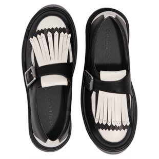 lost in echo春季新款复古手工布洛克个性流苏轻便厚底鞋单鞋