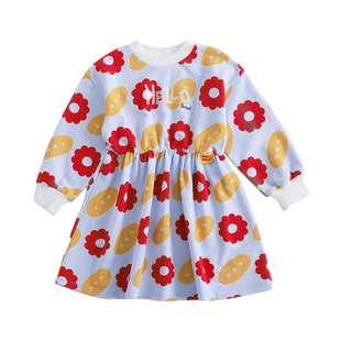 [100码]ILOVEJ童装女童复古长袖连衣裙春秋儿童纯棉公主裙JVFOP41