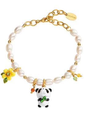 可爱熊猫鸡蛋花珍珠手链