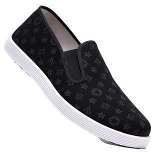 老北京布鞋男款透气软底时尚休闲经典黑男布鞋防滑透气工作一脚蹬