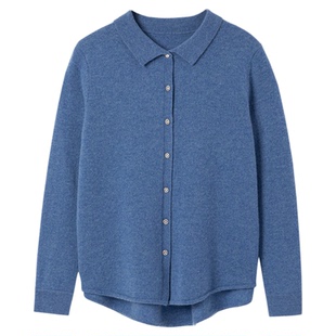 25秋冬简约通勤羊绒衫女百搭纯色羊绒衬衫 翻领羊绒衫女100纯羊绒