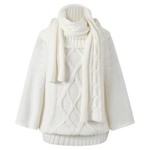 7Shiftin 原创设计秋冬款慵懒风双色宽松毛针织衫女简约套头上衣