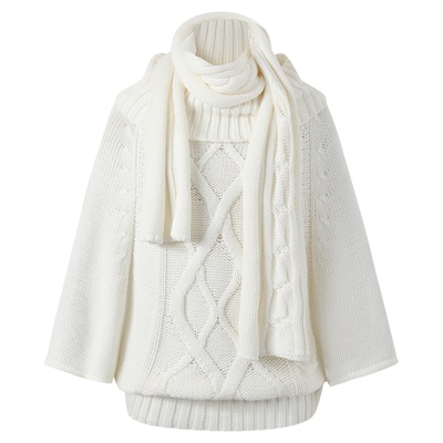 7Shiftin 原创设计秋冬款慵懒风双色宽松毛针织衫女简约套头上衣