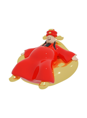 尽芷悲伤之《躺赚》财神装饰摆件