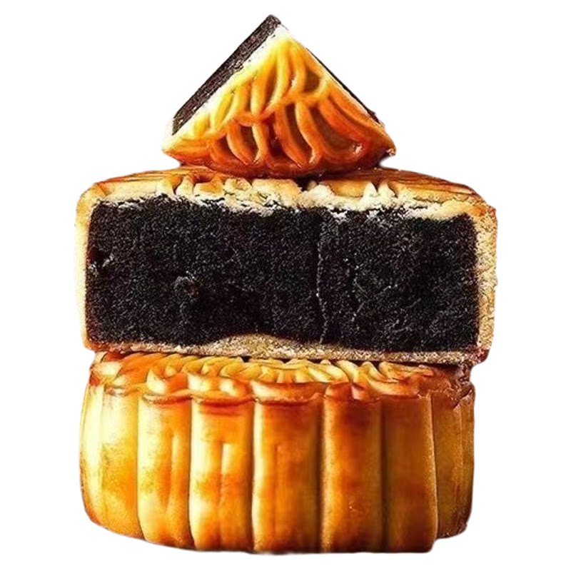 柴火黑豆沙饼广式月饼传统老式手工糕点心零食特产小吃豆沙馅美味