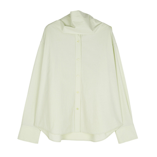 MRS Studios 日本近江晒全棉经典时髦小翻领衬衫（附赠围巾飘带）