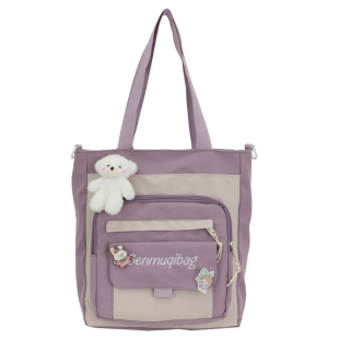 大容量帆布包包女初中生斜挎包单肩书包补课补习手提袋学生拎书袋