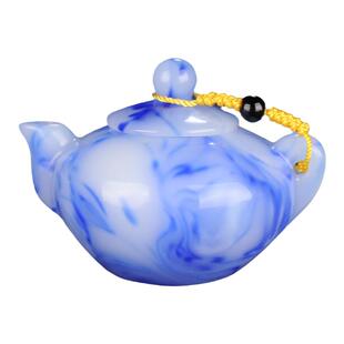 新疆和田玉酒壶把件青花玉壶手把件青白色把把壶手玩件小摆件男女