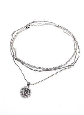 不同银匠 通体925纯银叠戴双层竹节链复古余文乐同款项链男锁骨链