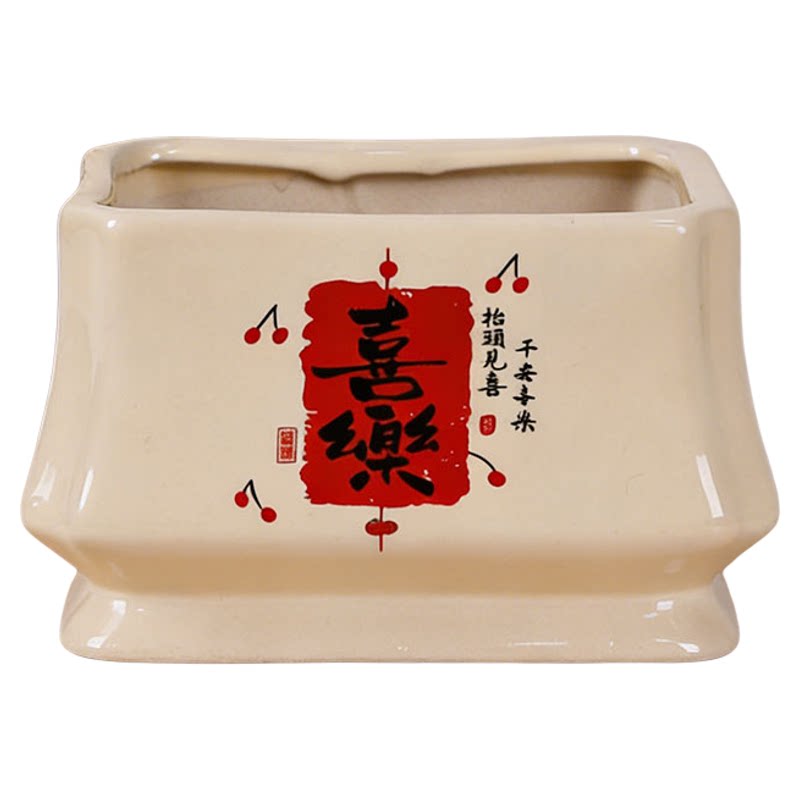 中式陶瓷方形花盆蝴蝶兰文竹