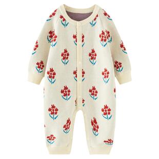 童泰婴儿连体衣秋季纯棉宝宝衣服儿童针织哈衣男女童休闲外出毛衣