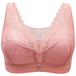 无钢圈超薄款聚拢文胸加大码宽肩带舒适内衣大胸显小蕾丝调整型