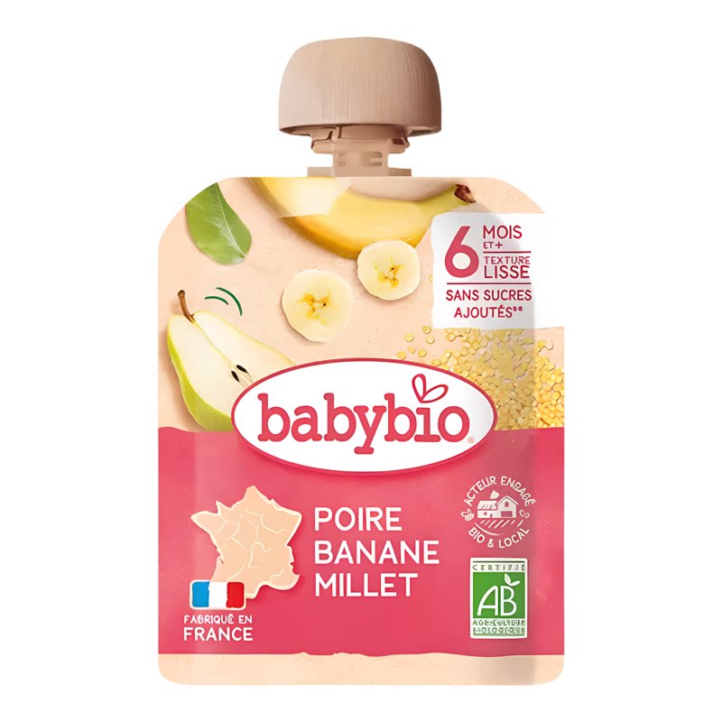 babybio法国有机果蓉啤梨香蕉小米果肉菜蓉营养健康进口辅食90g*6