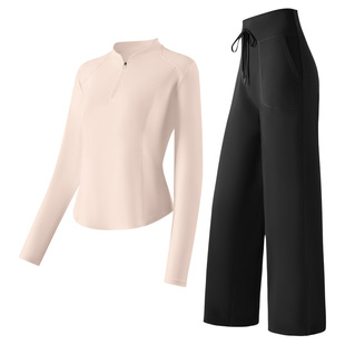 361健身服女套装春秋跑步训练长袖运动上衣瑜伽外套直筒阔腿长裤