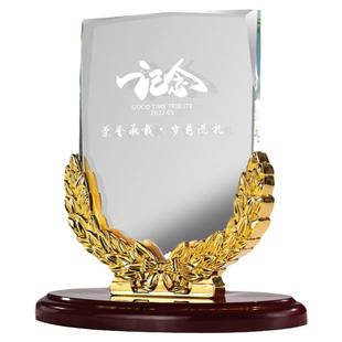 荣誉奖牌金属麦穗水晶授权牌奖杯定制牌匾经销商退休高档商务纪念