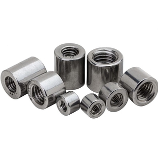 304不锈钢加长加厚圆型接头焊接螺帽圆柱型丝杆接头螺母m3-m10M12