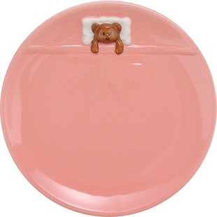 高颜值陶瓷盘子可爱盖被小熊创意立体浮雕家用意面盘甜品盘早餐盘