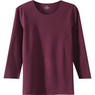 花花公子加绒七分袖男士中袖t恤加厚半袖秋冬季保暖打底衫秋上衣