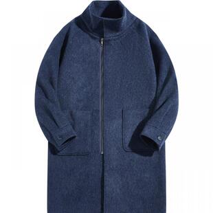 流石男装立领中长款双面呢大衣2025年新款冬季男士羊毛风衣外套潮