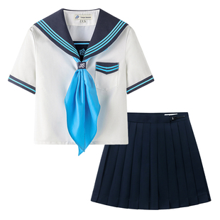 东京岁时记jk白撞绀日系短袖水手服女小个子夏季清新校服短裙套装