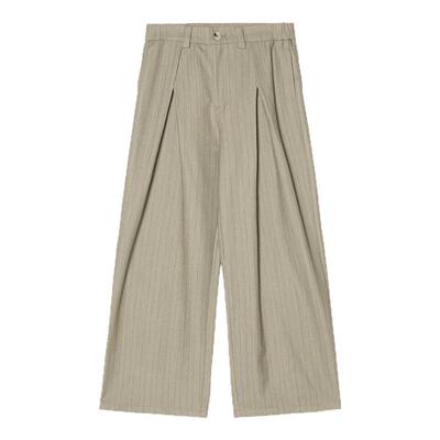 【立体剪裁】Unvesno(UN)老钱风人字褶微宽宽松松弛阔腿条纹西裤