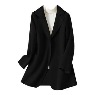 西装外套女常规西服领修身显瘦气质双面呢2026春秋新款羊毛呢大衣