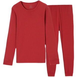 顶瓜瓜顶呱呱保暖内衣男士女士兔年本命年中国红情侣纯棉秋衣秋裤