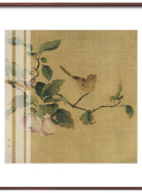 新中式风沙发背景墙果实装饰画