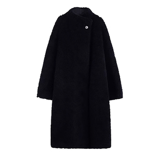 轻熟高级感100羊毛外套女2026新款长款宽松遮肉显瘦皮毛一体大衣