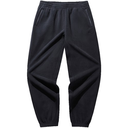 安踏摇粒绒长裤男秋冬季加绒保暖针织休闲运动裤子宽