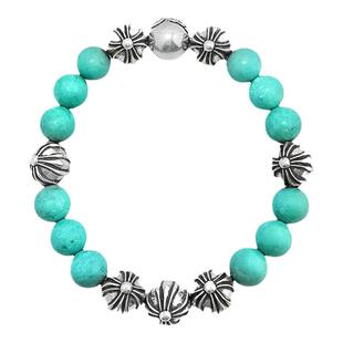 哥特之心10MM黑曜石八银珠手串实心银珠复古潮流925纯银欧美手链