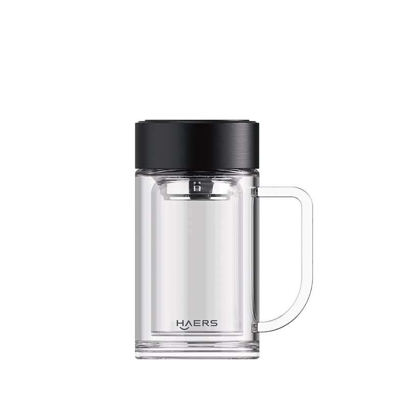 哈尔斯双层抗菌玻璃杯茶水分离