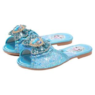 儿童拖鞋2025新款秋爱莎洋气小公主水晶女孩室内宝宝艾莎女童凉拖