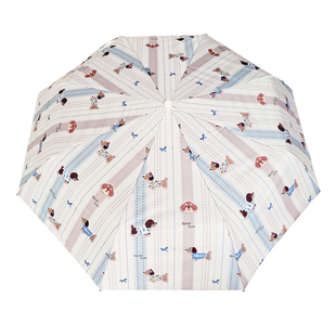 奶油风条纹腊肠狗长柄雨伞可爱高颜值晴雨两用防晒遮阳伞小巧便携