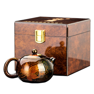 妙莲天香林剑军大师枫叶紫砂纯手工大漆西施壶茶壶高档茶具泡茶壶