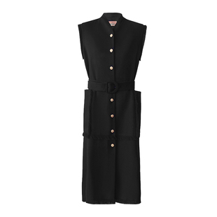 CHENSHII官方2026春季新款醋酸混纺修身无袖连衣裙初秋女装高级感