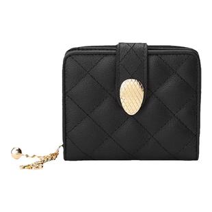 稻草人钱包女2025新款真皮菱格短款钱包多功能卡位零钱小卡包正品