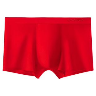 本命年红色内裤男士抗菌纯棉裆男生四角平角男款结婚马年新年短裤