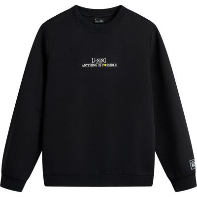 李宁圆领男刺绣休闲套头无帽卫衣