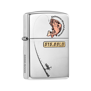 zippo打火机吉尼斯钓鱼钓鱼佬镜面镶嵌煤油官方正版520送男友礼物