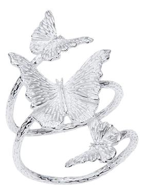 蝶舞三飞S925银小众设计素银戒指