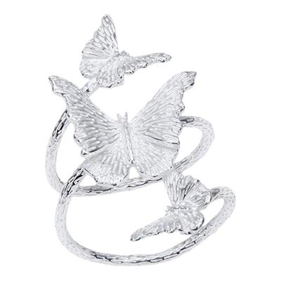 S925纯银多层蝴蝶开口女戒