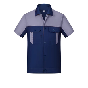 夏季纯棉短袖工作服套装男薄款长袖工厂电工工程部全棉劳保服定制