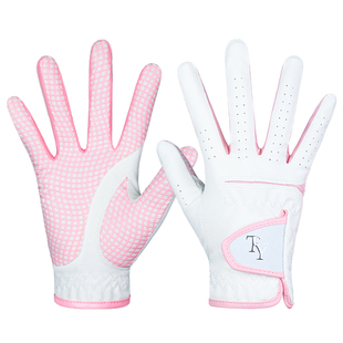 高尔夫女士手套夏新款女士防晒透气PU皮防滑耐磨舒适左右双手球童