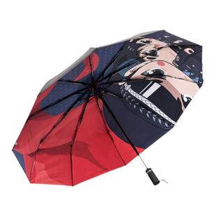 蜀黍家警察雨伞红旗飘扬自动伞折叠伞防晒防紫外线学生大号太阳伞