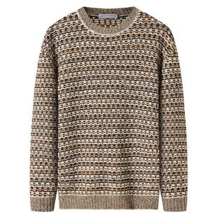 九牧王男装秋冬纯羊毛保暖蓄热时尚休闲纽花羊毛衫男款