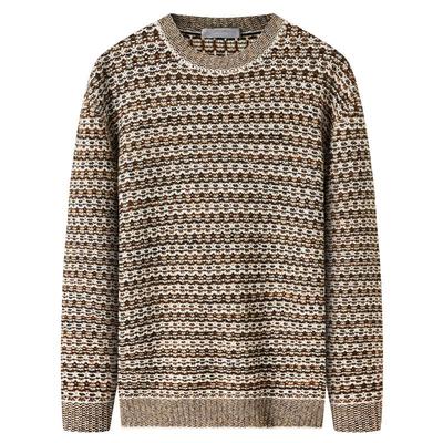 九牧王男装秋冬纯羊毛保暖蓄热时尚休闲纽花羊毛衫男款