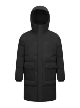 森马防泼水外套长款连帽羽绒服男