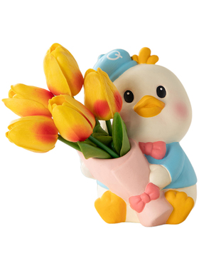 唐老鸭手捧花瓶高级感插花瓶摆件治愈系客厅玄关桌面电视柜装饰品