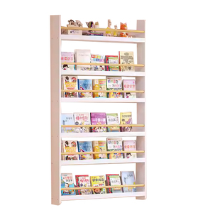 儿童实木书架门后超薄窄柜上墙款置物架家用多层阅读绘本架壁挂架